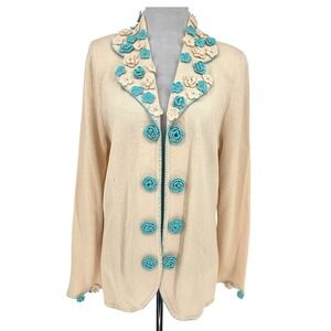 Vintage‎ 80s Wool Blend Sweater Open Front Cardigan Size 16 Crochet Grannycore